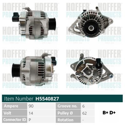 HOFH5540827, Generátor, Alternator, HOFFER, 5234027, 5234028, 5234029, 5234032, 56005684, 56005685, 56005685AB, 56027912, 113063, 12090038, 1210003452, 13245, 13354N, 272569, 437751, 4556, 471290815, 534020902, 5532SP, 5540827, 9090081, A12DE0603, A12DE0603A2, A6093, AL6509N, ALT5046, CAL40272AS, DRA3788, H5540827, L69450