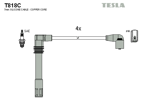 T818C, Ignition Cable Kit, TESLA, 06A905409D, 0501, 222D200, 4.9468, ABM66, B305, ZEF991, ABM91, ZEF1175