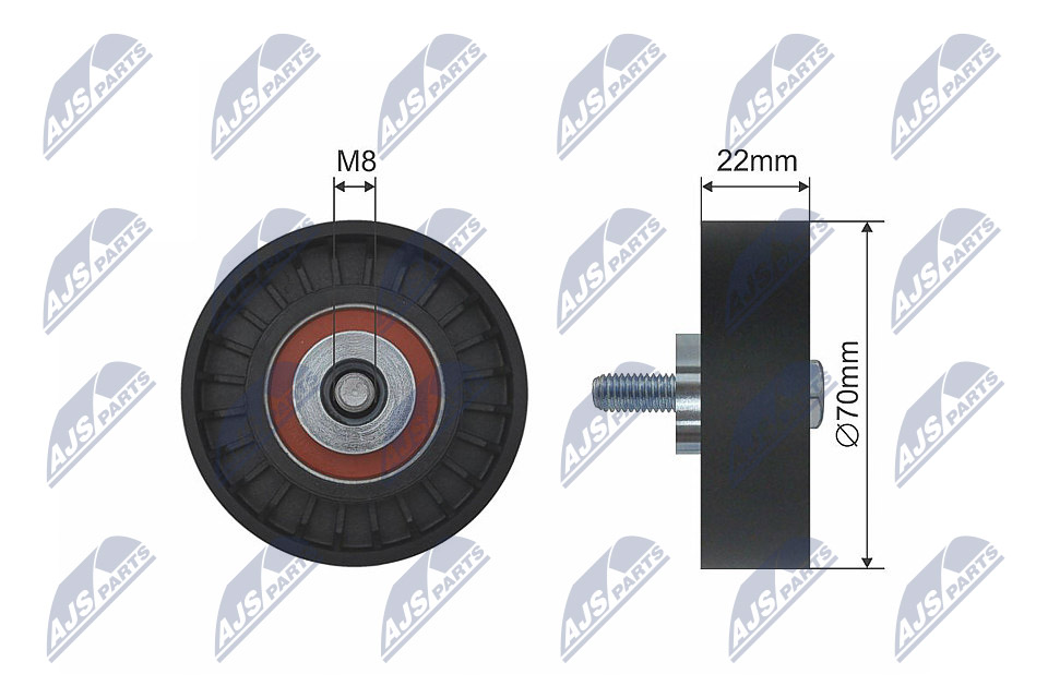 RNK-FT-001, Deflection/Guide Pulley, V-ribbed belt, NTY, MULTICAR FUMO, CITROEN JUMPER, FIAT DUCATO, IVECO DAILY III, DAILY IV, DAILY V, MASSIF, PEUGEOT BOXER 2.8D/3.0CNG/3.0D 01.99-, 504084453, 6453.SG, 500316890, 531081210, APV1026, G7000, GA359.21, T36607, TDI3810, VKM33313
