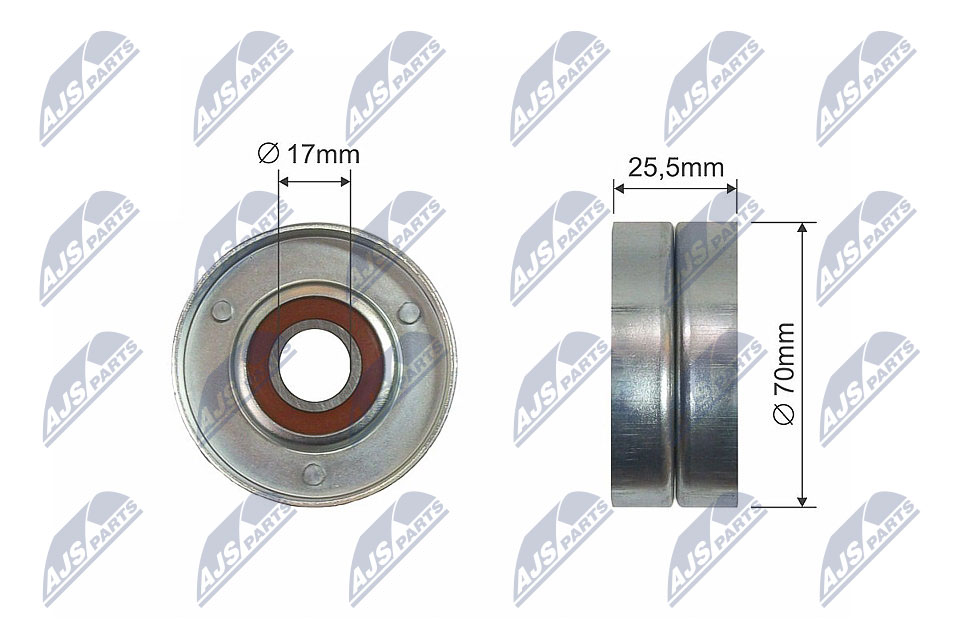 RNK-PL-016, Tensioner Pulley, V-ribbed belt, NTY, OPEL ASTRA H, ASTRA H GTC, COMBO, COMBO TOUR, CORSA C, CORSA D, MERIVA A, ZAFIRA B 1.7D 06.03-, 6204663, 98005564, 03.81300, 0-N1798, 15-3575, 1570441, 1626150, 237006-1, 31973, 40931973, 534032110, 654580, 8641243011, APV2508, GA353.64, LA0645, N1144039, QTA1487, RKT3016, T0357, T38496, TOA3825, VKM35311