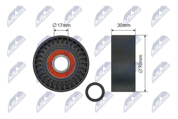 RNK-PS-006, Tensioner Pulley, V-ribbed belt, NTY, PORSCHE 911 04-13, BOXSTER 04-13, CAYMAN 05-13, 531087310, 94810240200, 9A110221200, 9A110221101, 500382