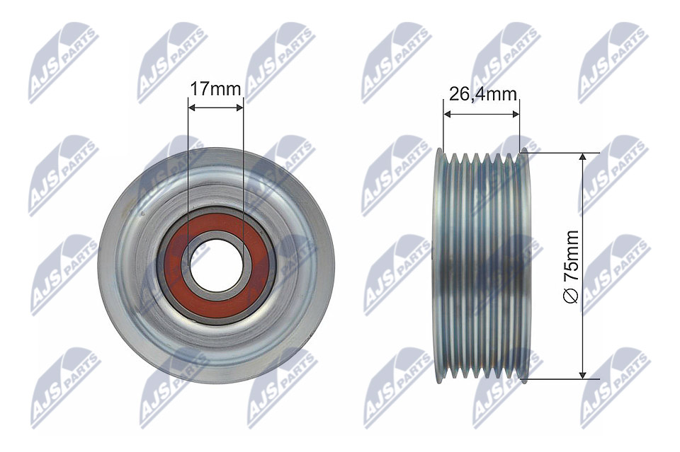 Deflection/Guide Pulley, V-ribbed belt - RNK-TY-008 NTY - 16604-26010, 16604-26011, 16604-26012