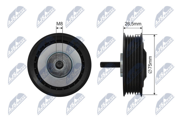 Tensioner Pulley, V-ribbed belt - RNK-VW-037 NTY - 044145278A, 074145278F, 44145278A