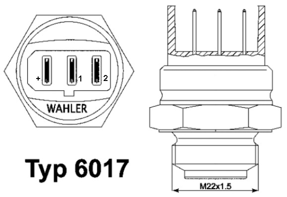 6017.85D, Temperaturschalter, Kühlerlüfter, BorgWarner (Wahler), 8.170.03, TSW32