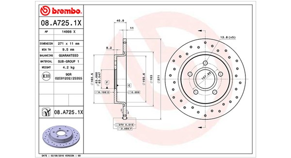 Brake Disc - 360406095502 MAGNETI MARELLI - 1704765, BV612A315BA, 08.A725.1X