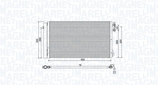 350203752000, Condenser, air conditioning, MAGNETI MARELLI, 64509169789, 64536930039, 64539169526, 64539169789, 64539206296, 64539229021, 06005296, 0802.2028, 35773, 43254, 814012, 8FC351302-621, 94873, BWA5296D, DCN05012