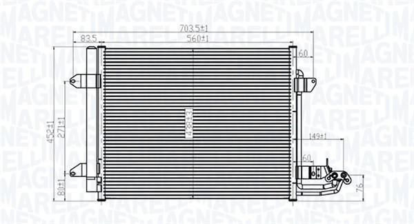 Condenser, air conditioning - 350203815000 MAGNETI MARELLI - 1T0820411A, 1T0820411B, 1T0820411C