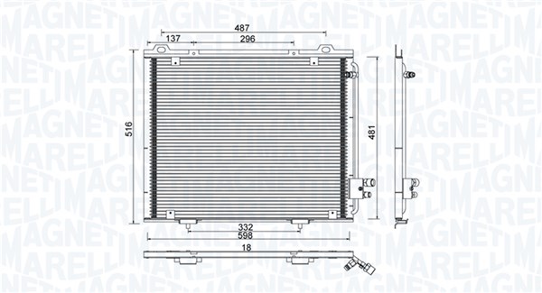 Condenser, air conditioning - 350203889000 MAGNETI MARELLI - A2108300270, A2108300570, 08062073