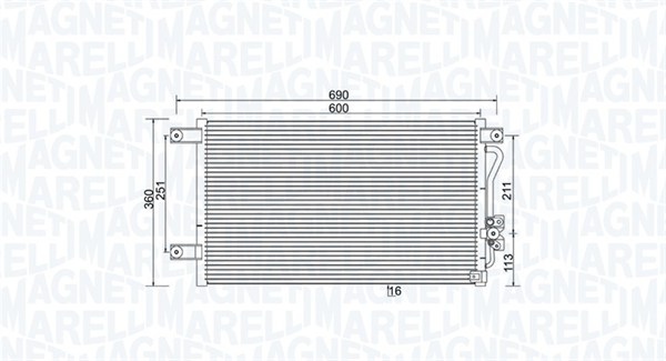 Condenser, air conditioning - 350203987000 MAGNETI MARELLI - MR360415, MR398788, 0816.3018