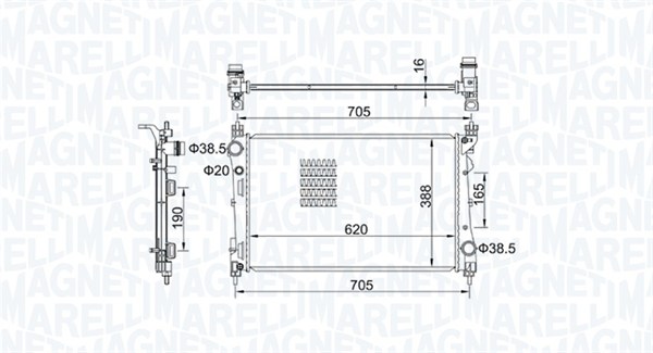 Radiator, engine cooling - 350213163100 MAGNETI MARELLI - 1300328, 51812209, 1300350