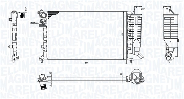 Radiator, engine cooling - 350213188400 MAGNETI MARELLI - 1301K1, 1301K2, 1301TH