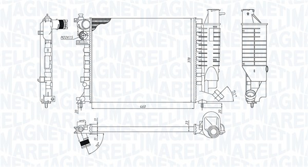 Radiator, engine cooling - 350213188500 MAGNETI MARELLI - 1301J8, 1301J9, 1301TG