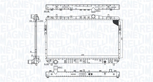 Radiator, engine cooling - 350213197600 MAGNETI MARELLI - 96433350, 96553378, 96553422