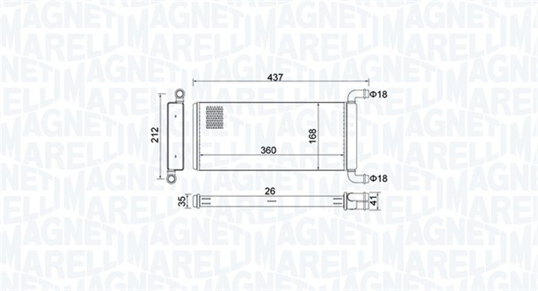 Heat Exchanger, interior heating - 350218451000 MAGNETI MARELLI - 2E0819017C, 0610.2014, 30006399
