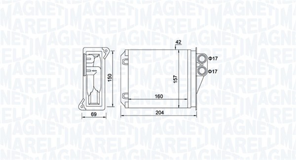 Heat Exchanger, interior heating - 350218481000 MAGNETI MARELLI - A0038359001, 0606.3004, 30006400