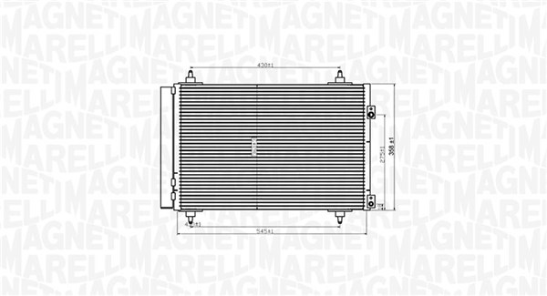 350203820000, Kondensator, Klimaanlage, MAGNETI MARELLI, 6455CX, 6455GH, 6455EW, 6455HJ, 6455GL, 6455HK, 6455HN, 6455HT, 9807426280, 0803.3023, 09005231, 35610, 43196, 818171, 8FC351317-561, 94826, CNA5283D, DCN07008