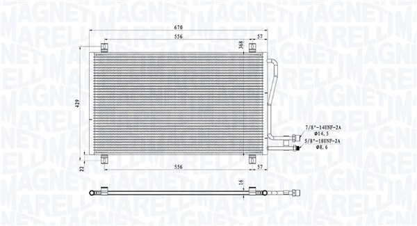 Condenser, air conditioning - 350203913000 MAGNETI MARELLI - A9015000454, A9015000554, 0806.2074