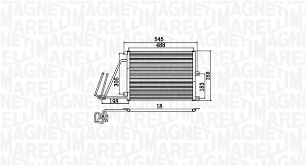 350203950000, Condenser, air conditioning, MAGNETI MARELLI, 1850051, 52479125, 1850061, 52484484, 52479109, 0807.2028, 35292, 37005265, 53728, 817670, 8FC351037-631, 94623, DCN20030, OLA5265