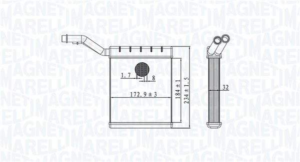 350218480000, Wärmetauscher, Innenraumheizung, MAGNETI MARELLI, 1376873, 6G9118B293CA, 1453312, 6G9118B293CB, 1751574, 18016700, 54364, 71773, 811515, 8FH351511-684, FD6464